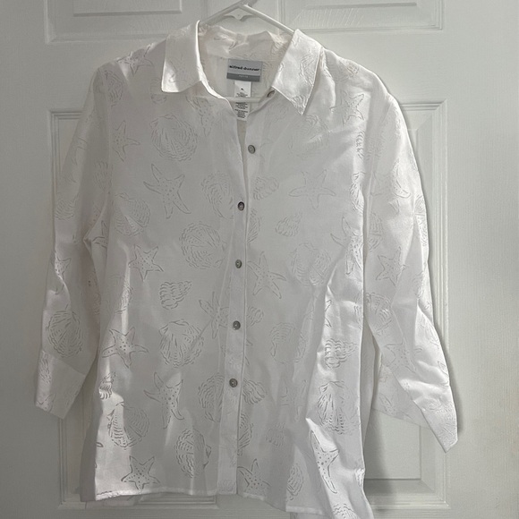 Alfred Dunner White Textured Blouse - Picture 1 of 3